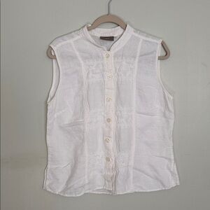 Ivy White 100% Linen Sleeveless Top